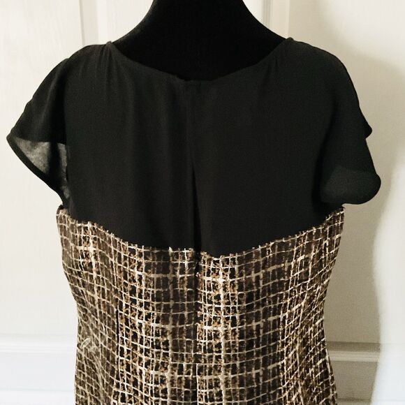 Donna Morgan Women’s Mesh Gold/Black Sheath Dress Size 14 - Picture 4 of 5